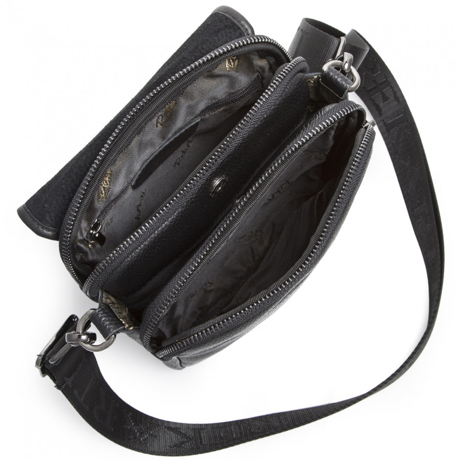 Месенджер із клапаном через плече 24х20х6, шкіряна барсетка Tiding Bag TD-20033 чорна