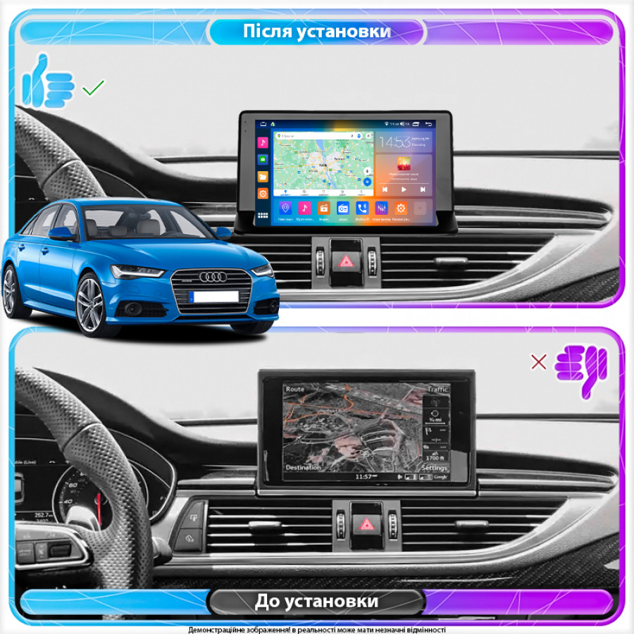 Штатная магнитола Lesko для Audi Q3 I (8U) 2011-2014 экран 9" 4/64Gb CarPlay 4G Wi-Fi GPS Prime
