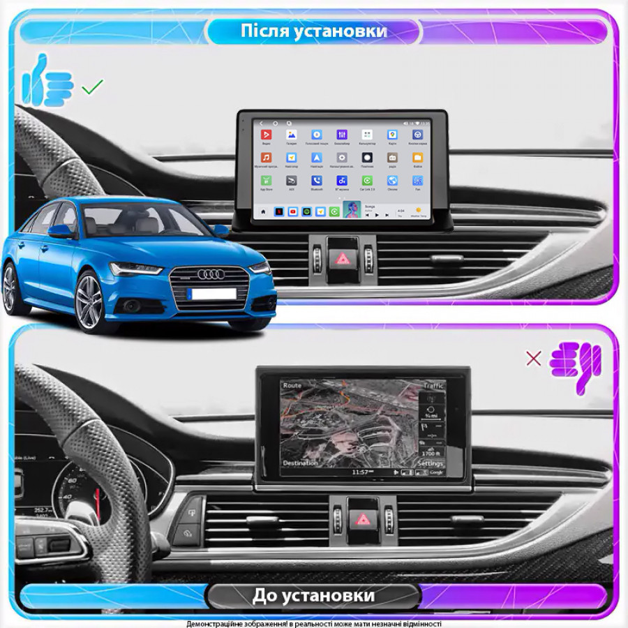 Штатная магнитола Lesko для Audi Q3 I (8U) 2011-2014 экран 9" 4/64 QLED CarPlay 4G Wi-Fi GPS 360 Prime