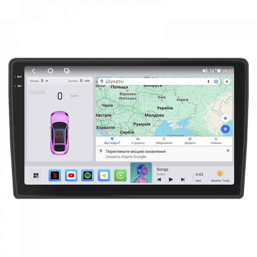 Штатная магнитола Lesko для Hyundai Avante III 2000-2003 экран 9" 4/64 QLED CarPlay 4G Wi-Fi GPS 360 Prime