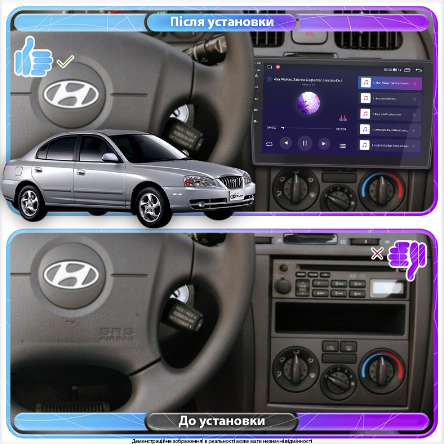 Штатная магнитола Lesko для Hyundai Avante III Рестайлинг 2003-2006 экран 9" 4/64Gb 4G Wi-Fi GPS Top