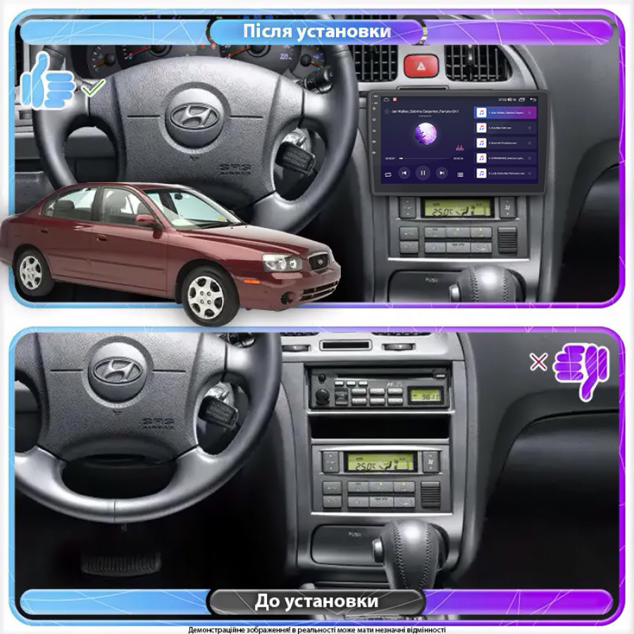 Штатная магнитола Lesko для Hyundai Elantra III (XD) 2000-2003 экран 9" 4/64Gb 4G Wi-Fi GPS Top
