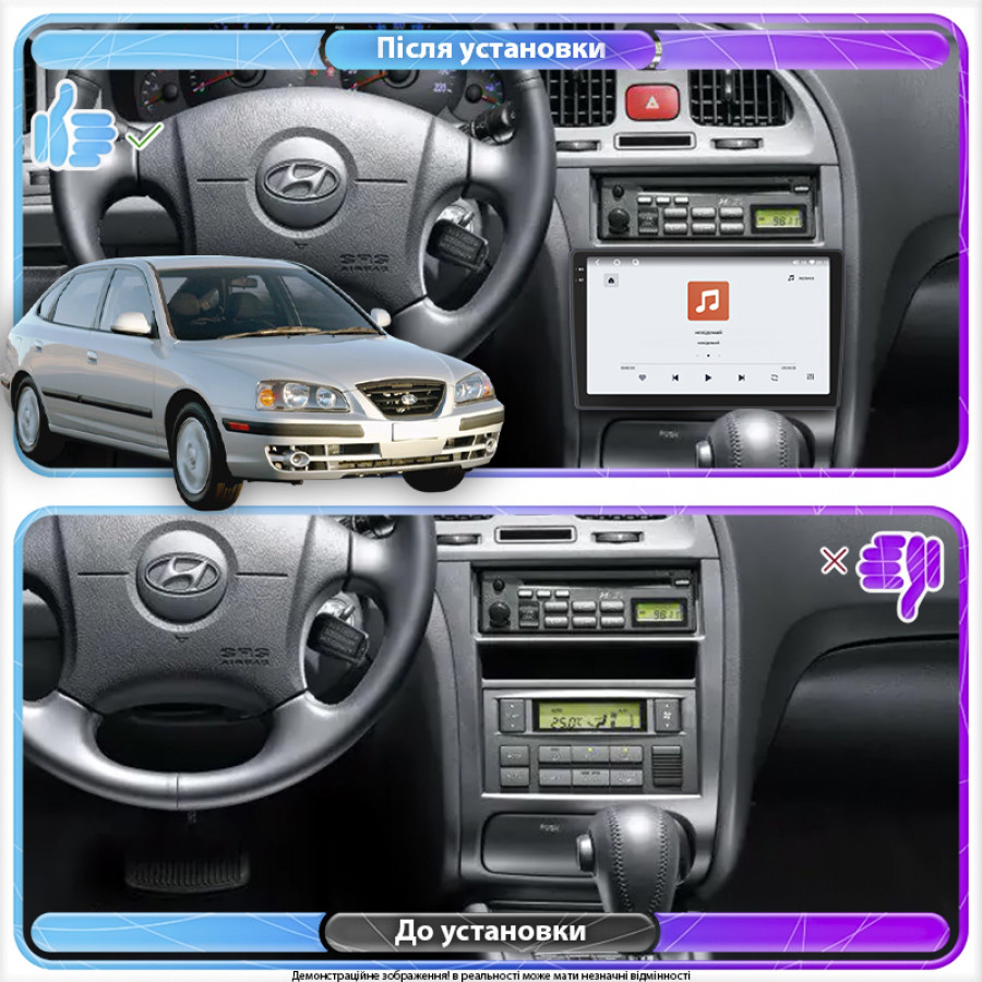 Штатная магнитола Lesko для Hyundai Elantra III (XD2) Рестайлинг 2003-2010 экран 9" 4/64 QLED CarPlay 4G Wi-Fi GPS 360 Prime