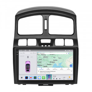 Штатная магнитола Lesko для Hyundai Santa Fe I 2000-2012 экран 9" 4/64 QLED CarPlay 4G Wi-Fi GPS 360 Prime