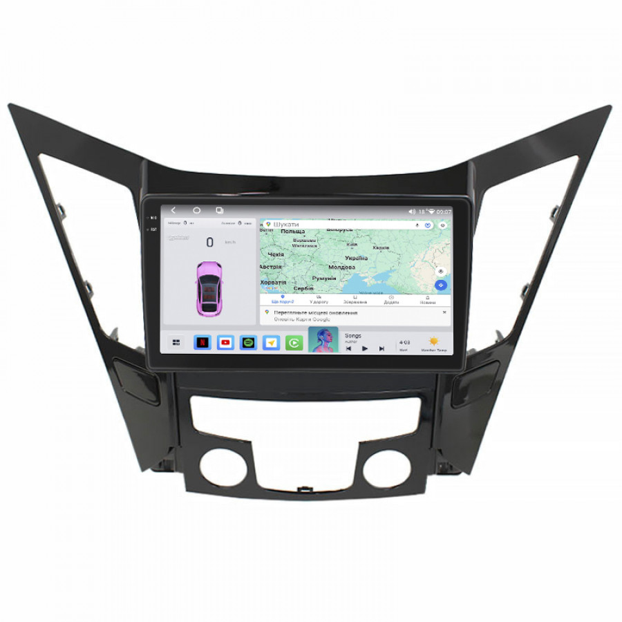 Штатная магнитола Lesko для Hyundai Sonata VI (YF) 2009-2014 экран 9" 4/64 QLED CarPlay 4G Wi-Fi GPS 360 Prime