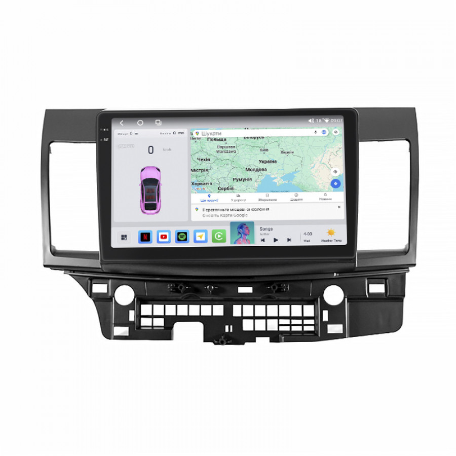 Штатная магнитола Lesko для Mitsubishi Lancer X Рестайлинг 2 2015-2017 экран 10" 4/64 QLED CarPlay 4G Wi-Fi GPS 360 Prime