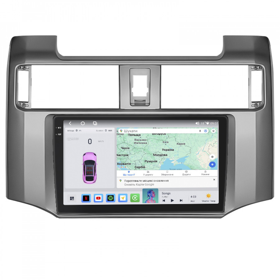 Штатная магнитола Lesko для Toyota 4Runner V Рестайлинг 2013-н.в. экран 9" 4/64 QLED CarPlay 4G Wi-Fi GPS 360 Prime