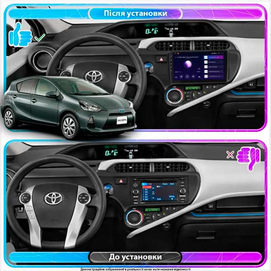 Штатная магнитола Lesko для Toyota Aqua I 2011-2014 экран 9" 6/128Gb 4G Wi-Fi GPS Top