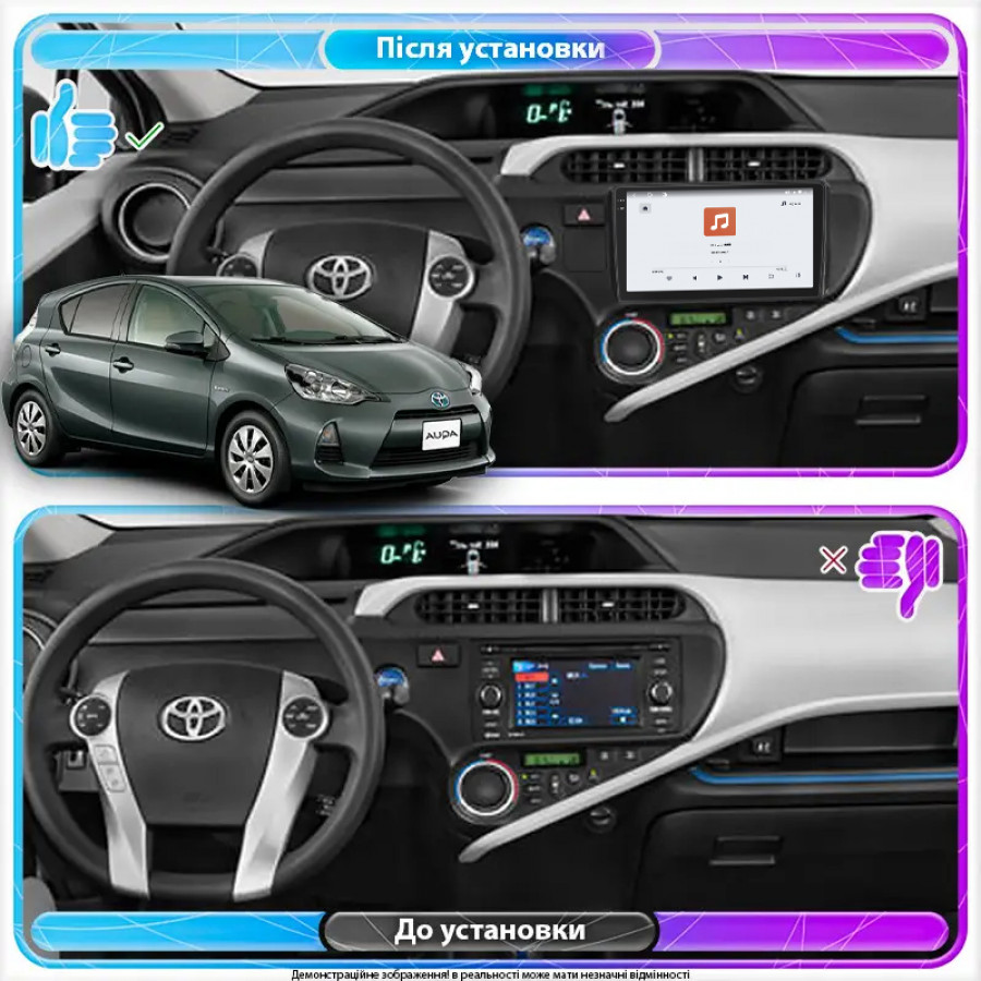 Штатная магнитола Lesko для Toyota Aqua I Рестайлинг 2 2017-2021 экран 9" 4/64 QLED CarPlay 4G Wi-Fi GPS 360 Prime