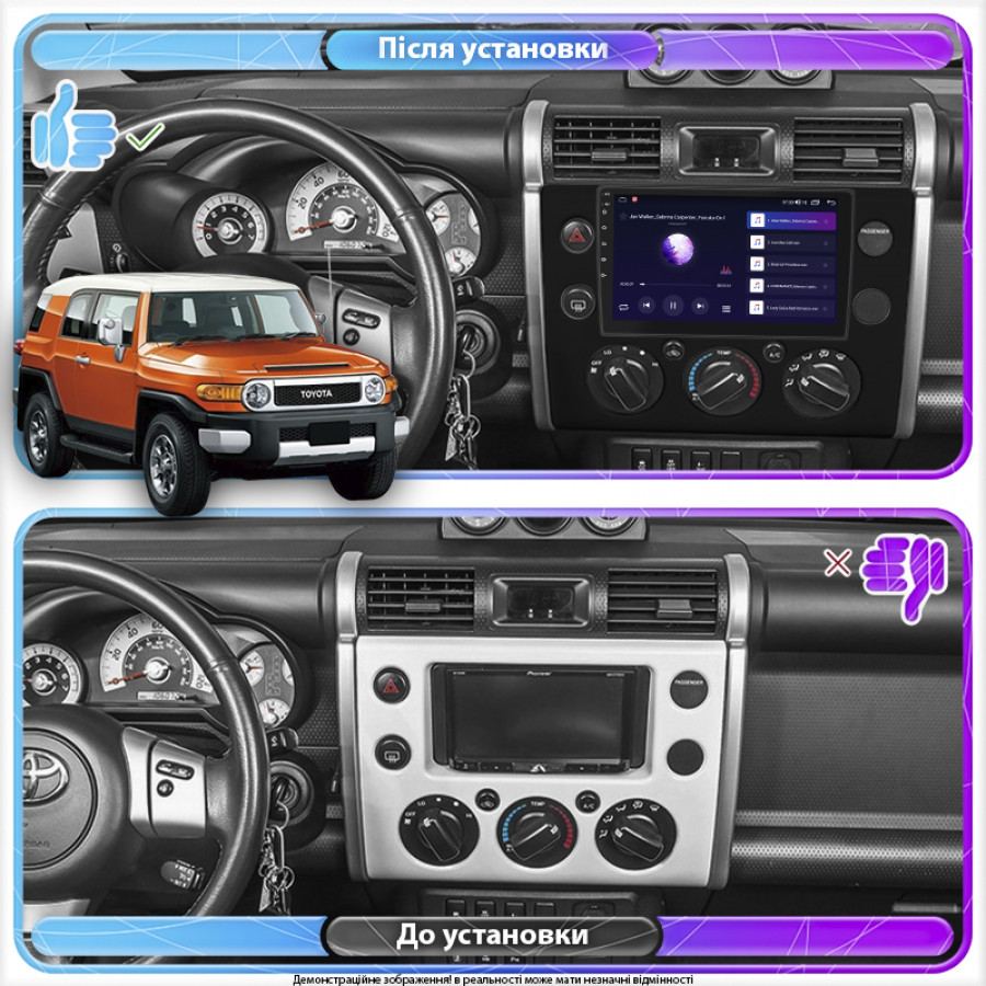 Штатная магнитола Lesko для Toyota FJ Cruiser  2006-н.в. экран 9" 2/32Gb 4G Wi-Fi GPS Top