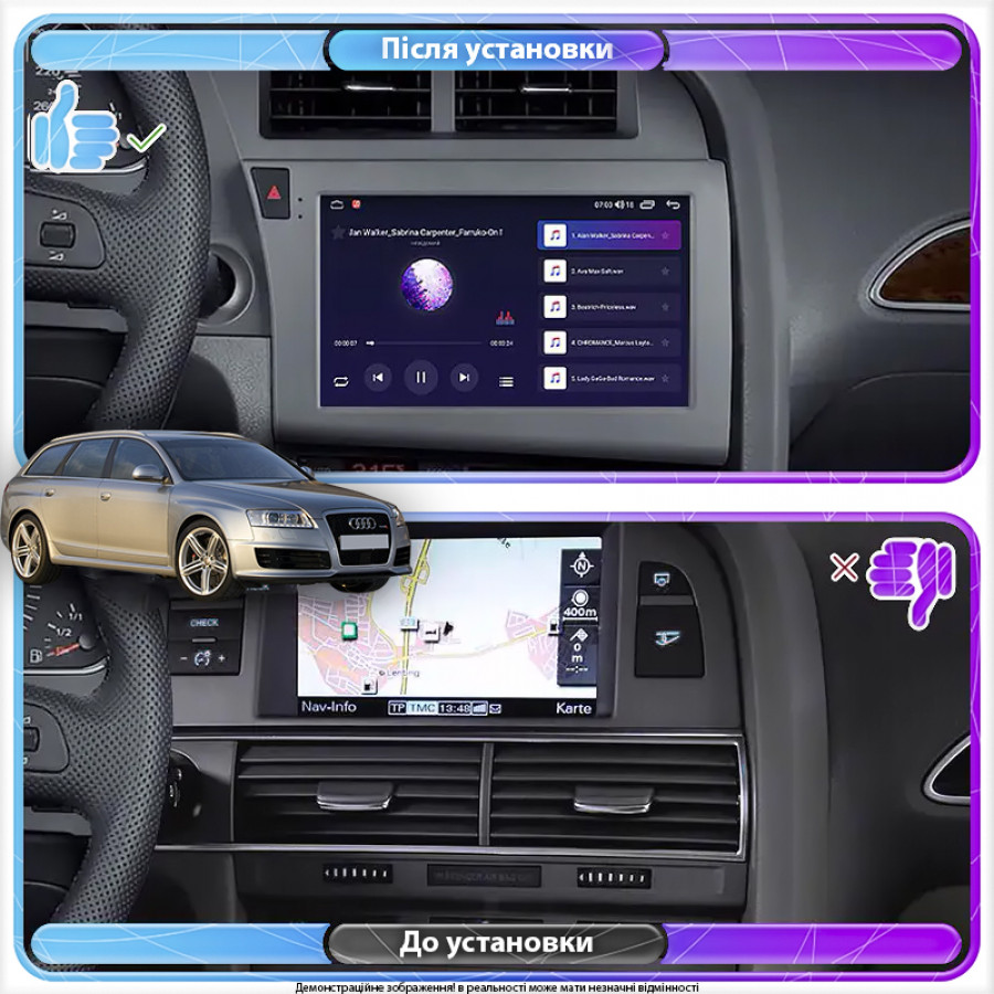 Штатная магнитола Lesko для Audi RS 6 II (C6) 2007-2012 экран 9" 4/32Gb 4G Wi-Fi GPS Top