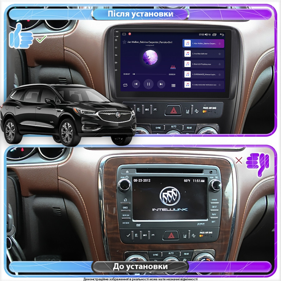 Штатная магнитола Lesko для Buick Enclave I Рестайлинг 2013-2017 экран 9" 2/32Gb 4G Wi-Fi GPS Top