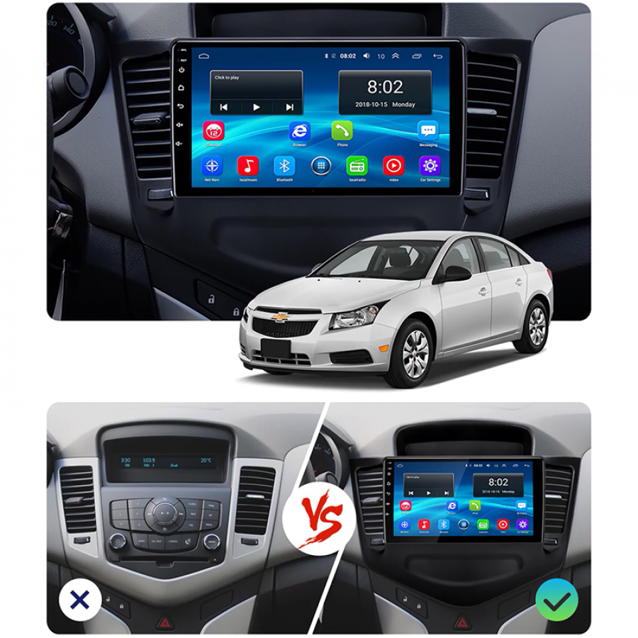 Штатная магнитола Lesko для Chevrolet Cruze I 2008-2012 экран 9" 4/32Gb 4G Wi-Fi GPS Top