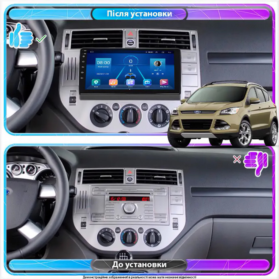 Штатная магнитола Lesko для Ford Kuga I 2008-2013 экран 9" 4/32Gb 4G Wi-Fi GPS Top