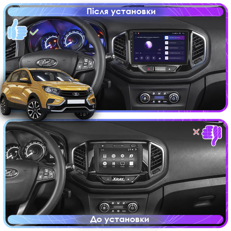 Штатная магнитола Lesko для LADA (ВАЗ) XRAY I 2015-н.в. экран 9" 4/32Gb 4G Wi-Fi GPS Top