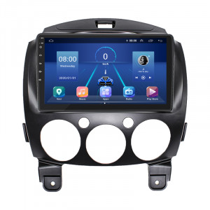 Штатная магнитола Lesko для Mazda 2 II Рестайлинг (DE2) 2010-2014 экран 9" 4/32Gb 4G Wi-Fi GPS Top