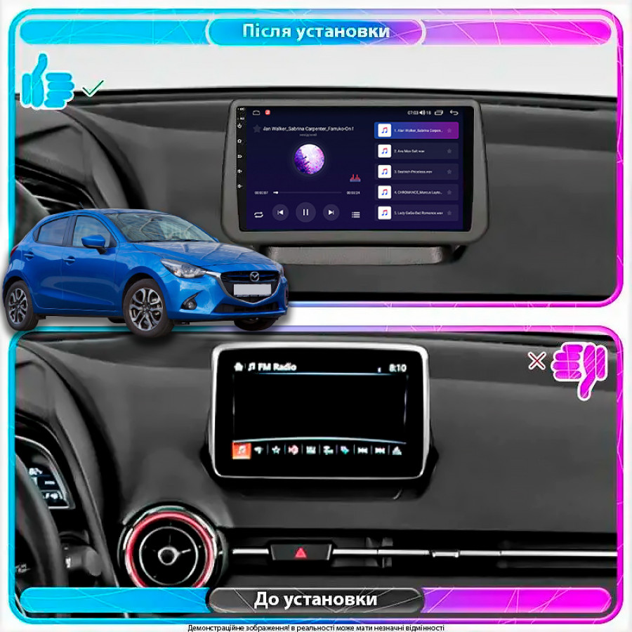 Штатная магнитола Lesko для Mazda 2 III (DJ) 2014-2019 экран 9" 4/32Gb 4G Wi-Fi GPS Top