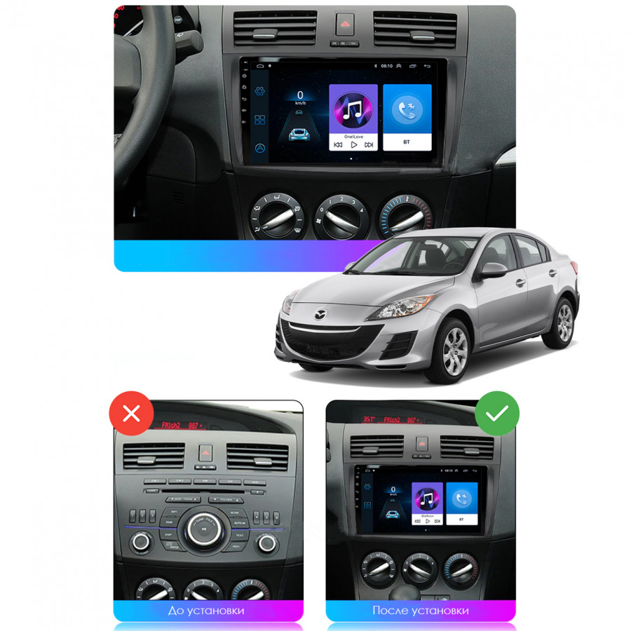 Штатная магнитола Lesko для Mazda 3 II (BL) 2008-2011 экран 9" 4/32Gb 4G Wi-Fi GPS Top