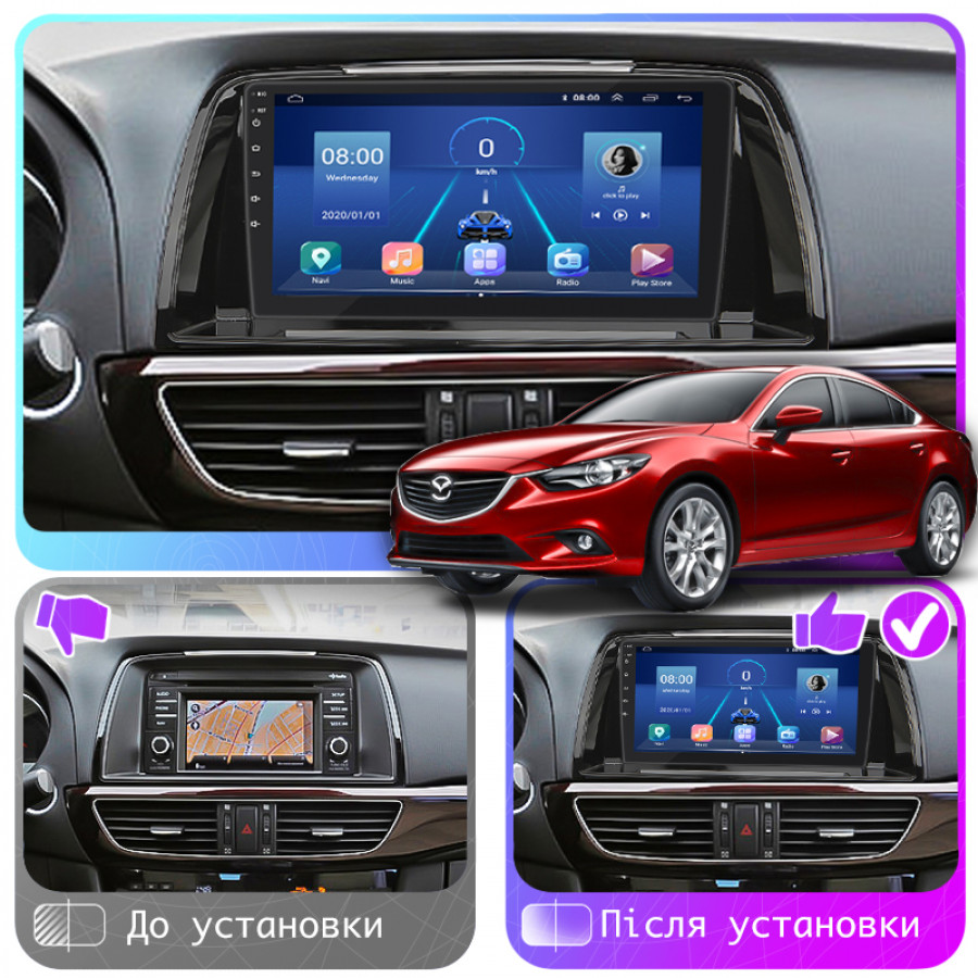 Штатная магнитола Lesko для Mazda 6 III (GJ) 2012-2015 экран 9" 4/32Gb 4G Wi-Fi GPS Top