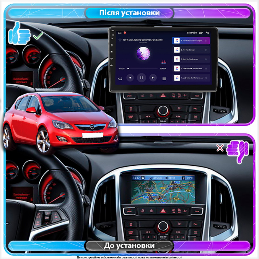 Штатная магнитола Lesko для Opel Astra J 2009-2012 экран 9" 4/32Gb 4G Wi-Fi GPS Top