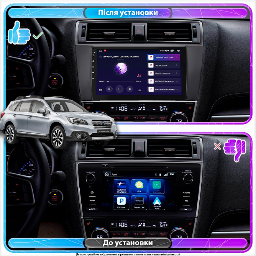 Штатная магнитола Lesko для Subaru Outback V 2014-2018 экран 9" 4/32Gb 4G Wi-Fi GPS Top