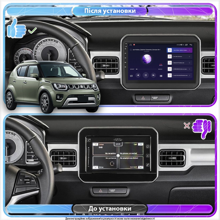Штатная магнитола Lesko для Suzuki Ignis III Рестайлинг 2020-н.в. экран 9" 4/32Gb 4G Wi-Fi GPS Top