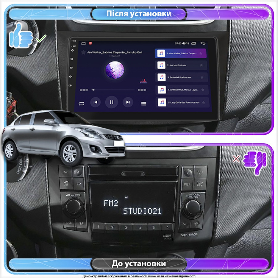 Штатная магнитола Lesko для Suzuki Swift IV 2011-2013 экран 9" 4/32Gb 4G Wi-Fi GPS Top