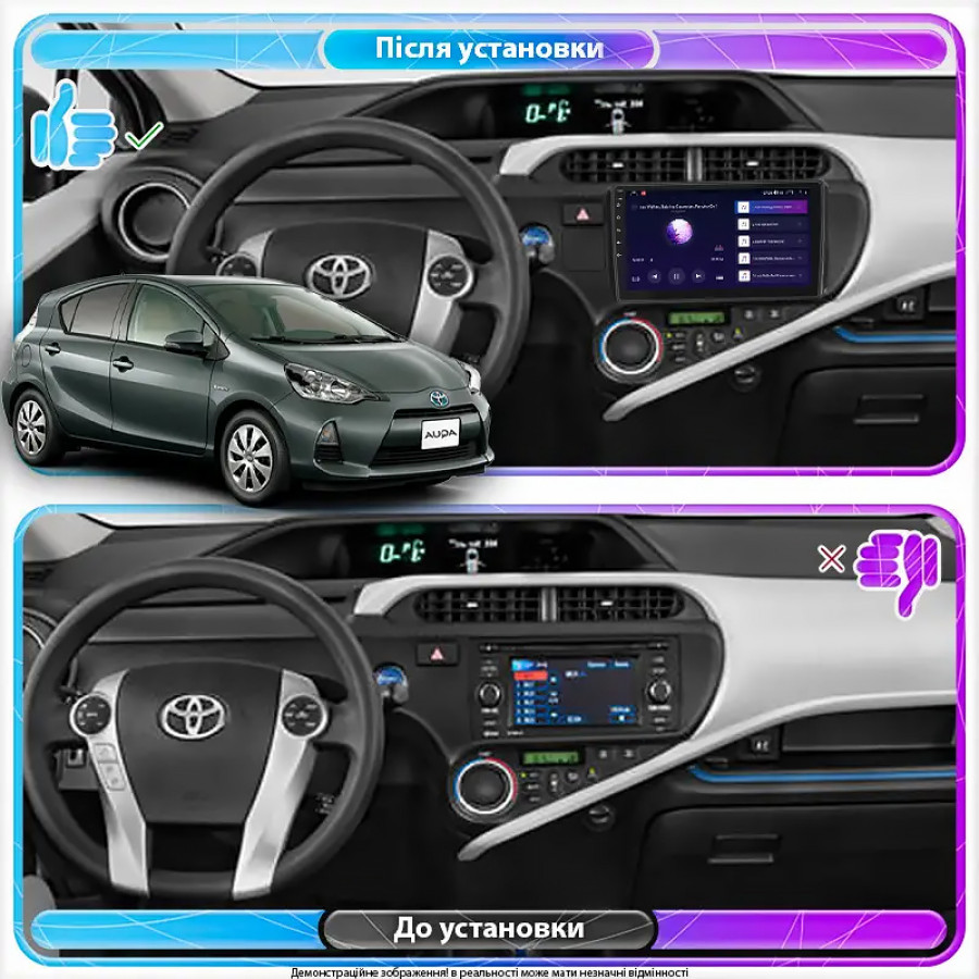 Штатная магнитола Lesko для Toyota Aqua I Рестайлинг 2 2017-2021 экран 9" 4/32Gb 4G Wi-Fi GPS Top