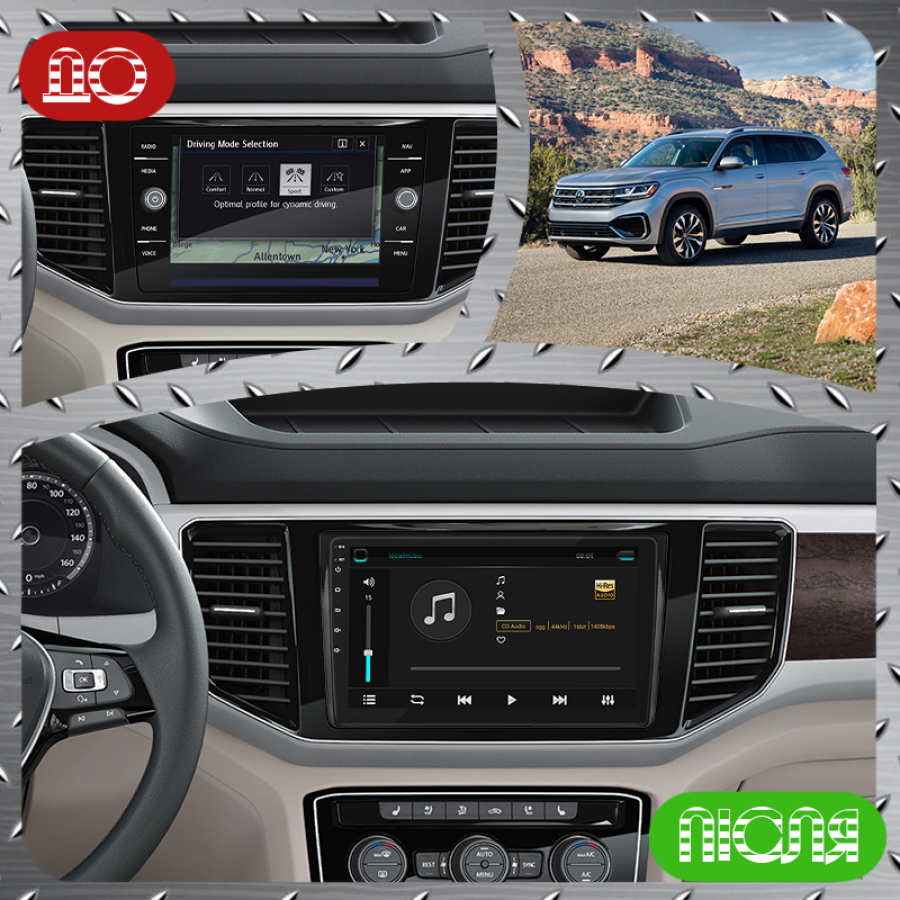 Штатная магнитола Lesko для Volkswagen Atlas I Рестайлинг 2020-н.в. экран 9" 4/32Gb 4G Wi-Fi GPS Top