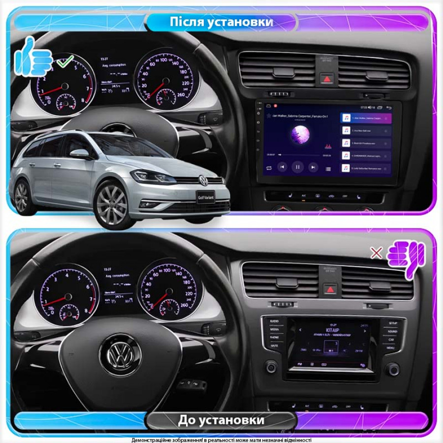 Штатная магнитола Lesko для Volkswagen Golf VII Рестайлинг 2017-н.в. экран 10" 4/32Gb 4G Wi-Fi GPS Top