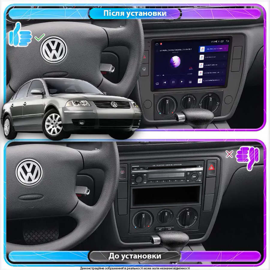 Штатная магнитола Lesko для Volkswagen Passat B5 Рестайлинг 2000-2005 экран 9" 4/32Gb 4G Wi-Fi GPS Top