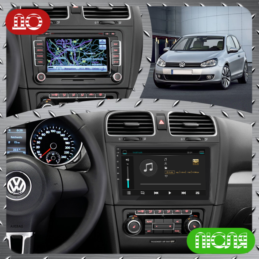 Штатная магнитола Lesko для Volkswagen Golf VI 2008-2012 экран 9" 4/32Gb 4G Wi-Fi GPS Top
