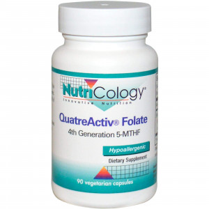 Фолат, 5-MTHF, QuatreActiv Folate, Nutricology, 90 капсул
