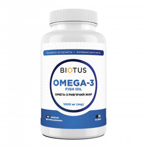 Омега-3, риб'ячий жир, Omega-3 Fish Oil, Biotus, 180 капсул (1000 мг на 2 капсули)