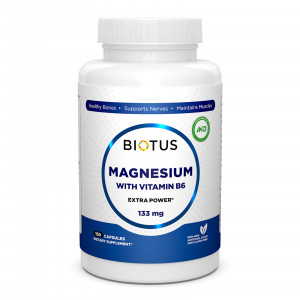 Магній з вітаміном В6, Magnesium with Vitamin B6, Biotus, 133 мг, 150 капсул