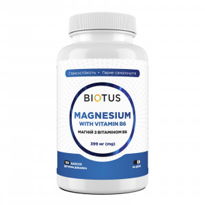 Магній з вітаміном В6, Magnesium with Vitamin B6, Biotus, 399 мг, 150 капсул