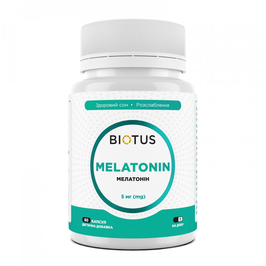 Мелатонін, Melatonin, Biotus, 5 мг, 60 капсул