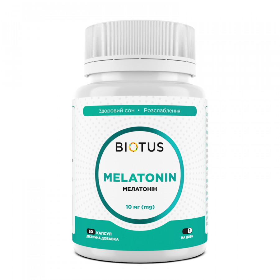 Мелатонін, Melatonin, Biotus, 10 мг, 60 капсул