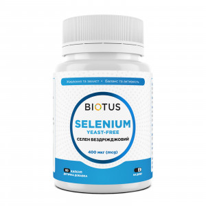 Селен, Selenium, Biotus, без дріжджів, 400 мкг, 60 капсул