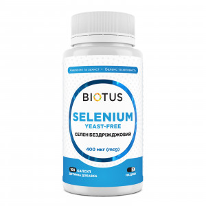 Селен, Selenium, Biotus, без дріжджів, 400 мкг, 100 капсул