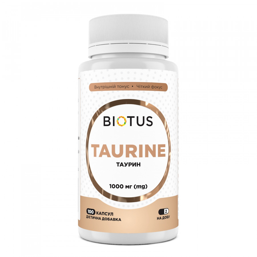 Таурін, Taurine, Biotus, 1000 мг, 100 капсул