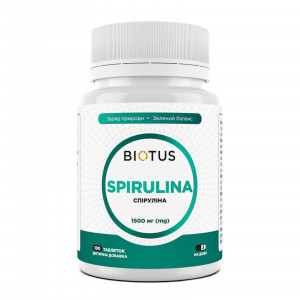 Спіруліна, Spirulina, Biotus, 100 таблеток (1500 мг у трьох таблетках)