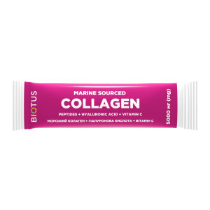 Морський колаген з гіалуроновою кислотою та вітаміном С, Marine Sourced Collagen Peptidеs, Biotus, 1 саше (5.15 г)