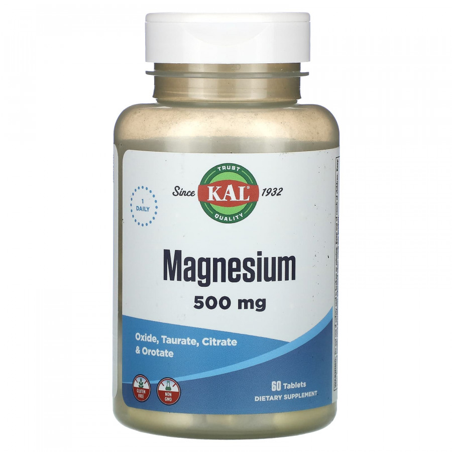 Магній, Magnesium, KAL, 500 мг, 60 таблеток