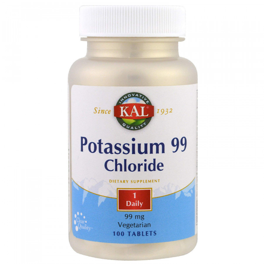 Калій хлорид, Potassium Chloride, KAL, 99 мг, 100 таблеток