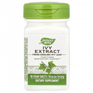 Плющ, Ivy Extract, Nature's Way, екстракт, 50 мг, 90 веганських таблеток (25 мг на таблетку)