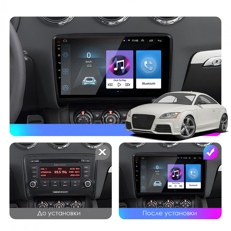 Штатная магнитола Lesko для Audi TT II (8J) 2006-2010 экран 9" 2/32Gb Wi-Fi GPS Base