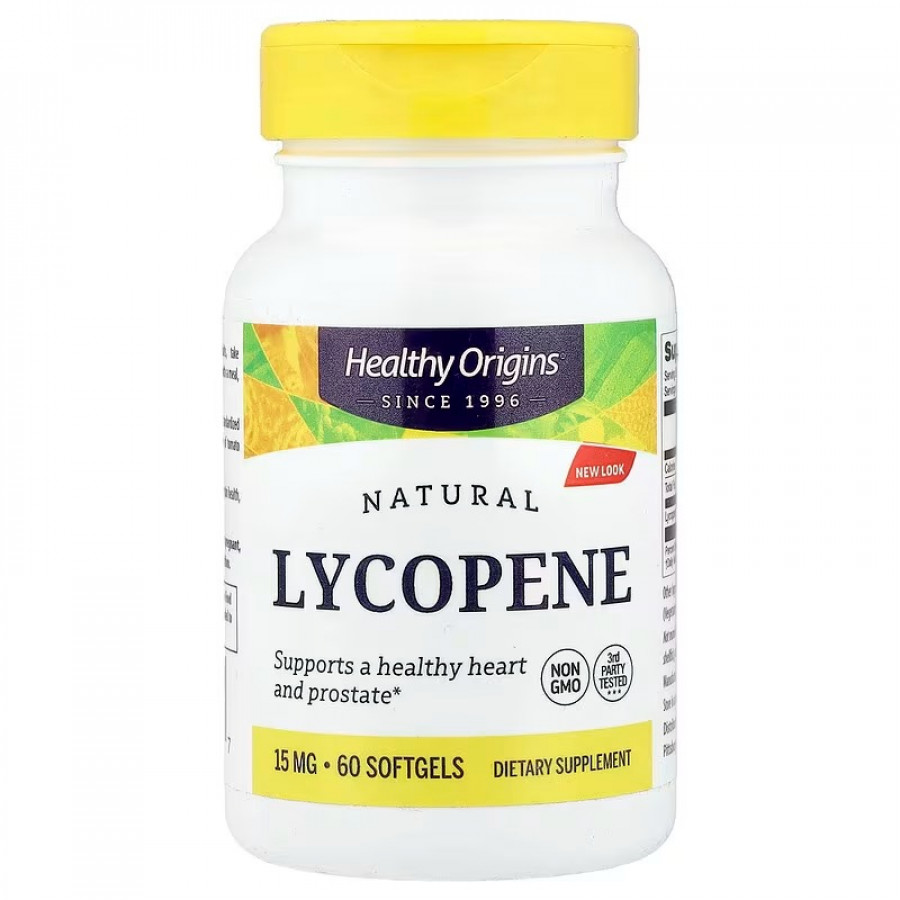 Лікопін, Natural Lycopene, Healthy Origins, 15 мг, 60 гелевих капсул