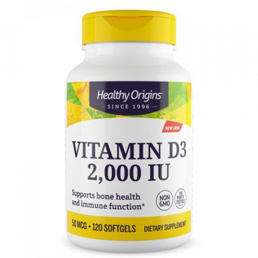 Вітамін D3 в олії МСТ, Vitamin D3 in MCT Oil, Healthy Origins, 2000 МО, 120 гелевих капсул