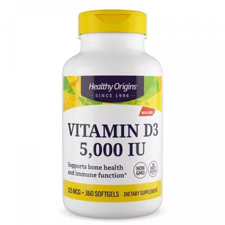 Вітамін D3 в олії МСТ, Vitamin D3 in MCT Oil, Healthy Origins, 5000 МО, 360 гелевих капсул